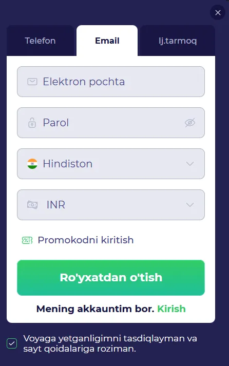 Vivi Casino Registration